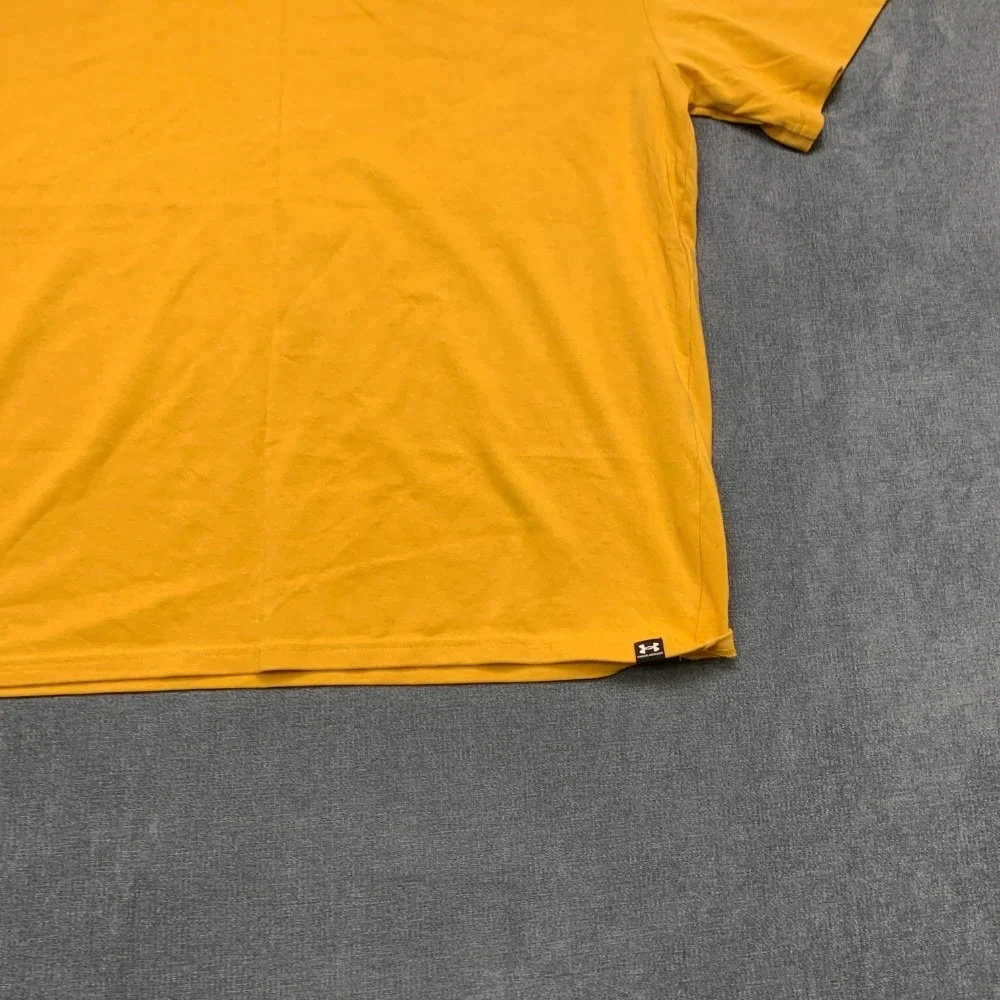 Under Armour T Shirt Men Large Yellow Loose Fit Logo Cotton Running Sportswear